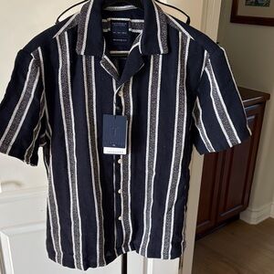 Cactus Man by Ricky Singh Men's Textured  Shirt- Large NWT Navy/ white